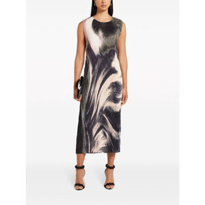 Simkhai Evana Maxi Dress Watercolor Effect Pleated Size L Classic Art Unique